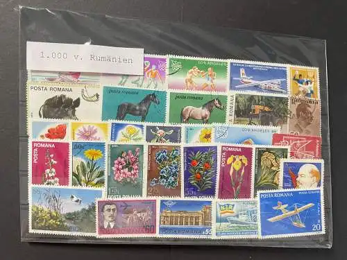 1000 différents timbres Roumanie, 1000 different Romania stamps