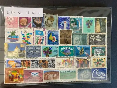 100 verschiedene UNO Briefmarken, 100 different UNO stamps