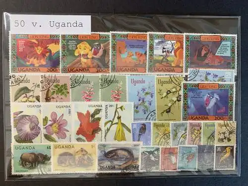 50 verschiedene Uganda Briefmarken, 50 different Uganda stamps