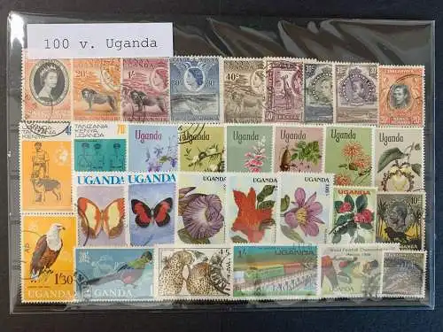 100 verschiedene Uganda Briefmarken, 100 different Uganda stamps