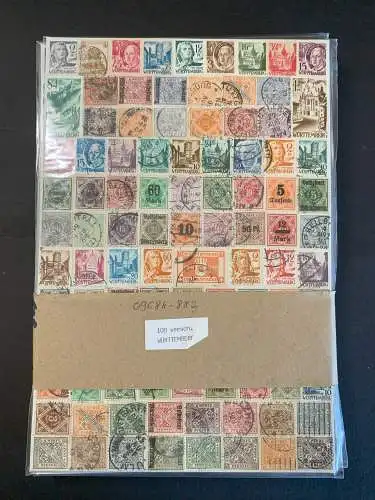 100 timbres Wurtemberg différents, 100 bâtons de Württemberg différents