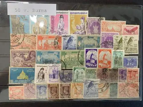 50 timbres birmane/Burma, 50 different Birmanie stamps, Myanmar