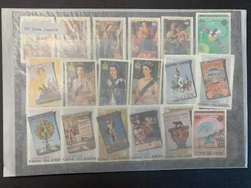 50 différentes îles Cook Timbres, 50 autres îles