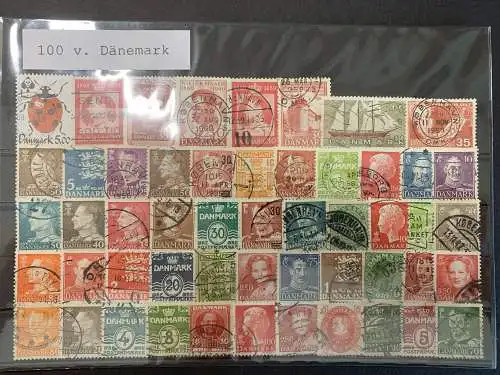 100 verschiedene Dänemark Briefmarken, 100 different Denmark stamps