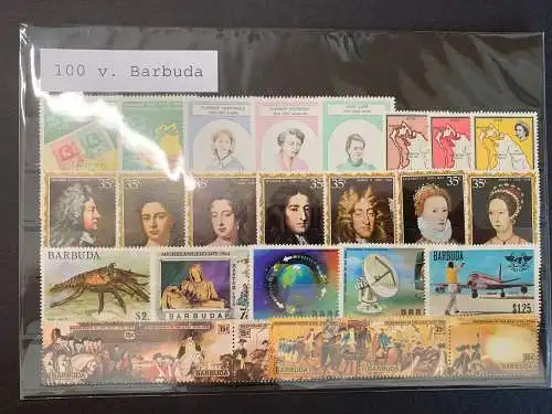 100 verschiedene Barbuda Briefmarken, 100 different Barbuda stamps