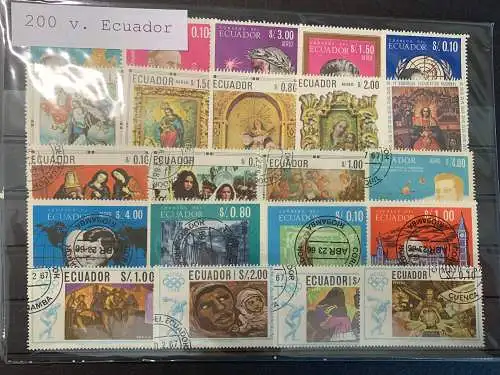 200 timbres Équateur différents, 200 different Èquateur stamps