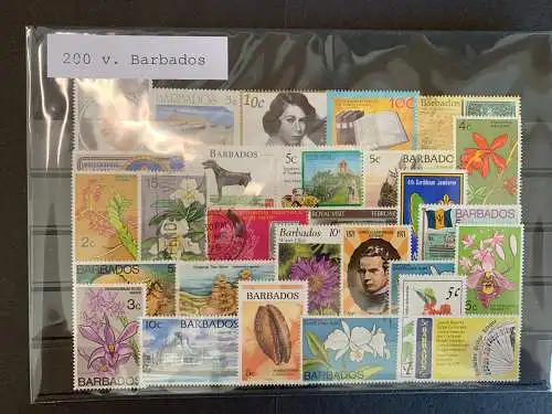 200 timbres différents Barbade, 200 different Barbados stamps