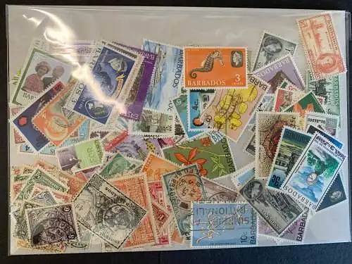 200 timbres différents Barbade, 200 different Barbados stamps