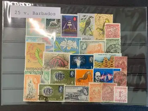 25 différents timbres Barbade, 25 different Barbados stamps