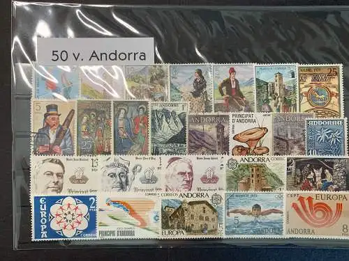 50 timbres différents Andorre, 50 different Anvers stamps