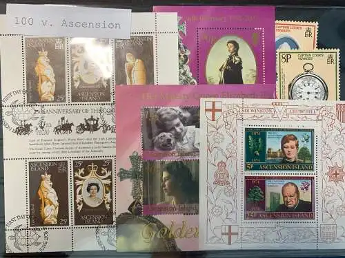 100 verschiedene Ascension Briefmarken, 100 different Ascension stamps