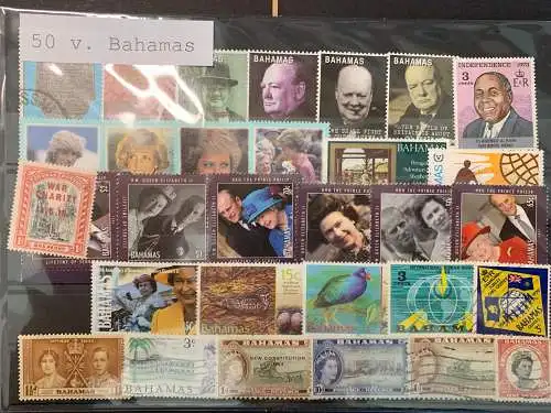 50 verschiedene Bahamas Briefmarken, 50 different Bahamas stamps