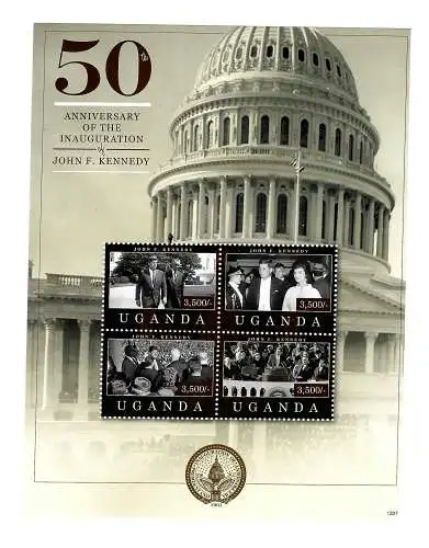 Uganda: Anniversary of the inauguration John F. Kennedy 2011, bloc, mnh