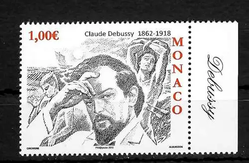 Monaco: Claude Debusy, Einzelmarke, postfrisch