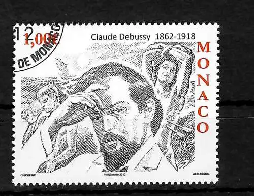 Monaco: 150e anniversaire Claude Debusy, 1x timbre, cacheté