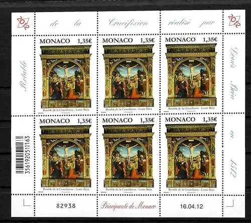 Monaco: Crucifixion de Louis Bréa, petit arc de 6 timbres, frais de port