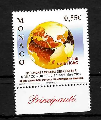 Monaco: 10. Weltkongress der Konsule, Briefmarke, postfrisch