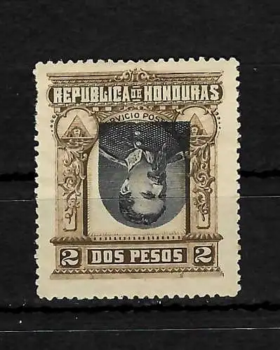 Honduras: 2 Pesos - Louis Bogran: kopfstehendes Mittelstück, Falz, #44K