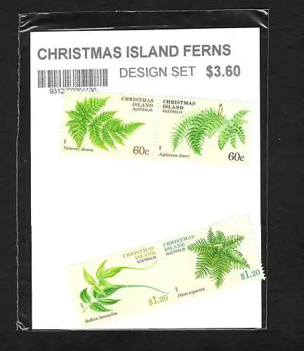 Îles de Noël: Christmas Island ferns /Farne, 4 timbres, frais de port