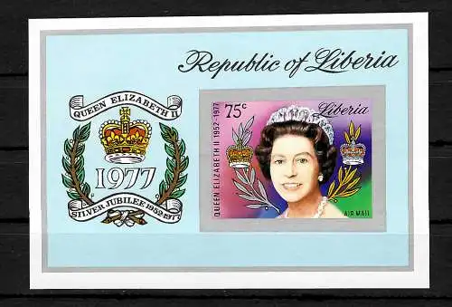 Liberia: 25 ans de régence de la reine Elisabeth II, #1041, ** bloc #87B