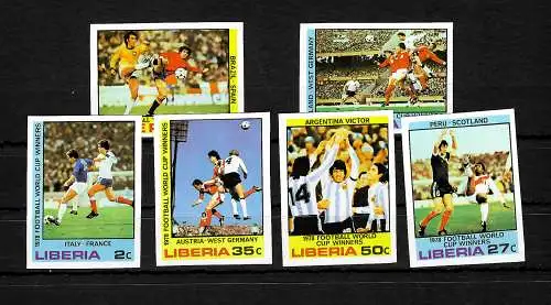 Liberia: Coupe du Monde 1978, Argentine, #1075-1080, scènes de jeu, frais de port