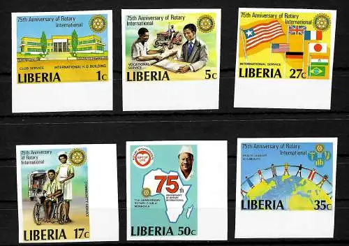 Liberia: 75 Jahre Rotary International, #1161-1166, postfrisch