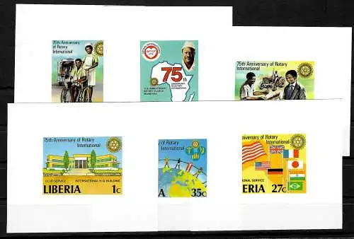 Liberia: 75 Jahre Rotary International, #1161-66, 6x Luxus Blöcke, postfrisch