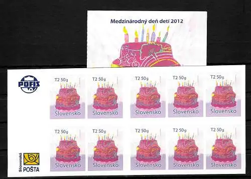 Slowakei: 2012 Weltkindertag, #684,  Markenheftchen MH O-71 postfrisch