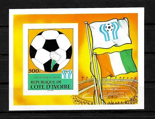 Côte d'Ivoire: Coupe du Monde 1978, Argentine #557, bloc 12B, frais de port