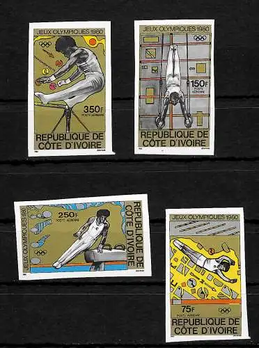 Elfenbeinküste: Olympische Sommerspiele 1980 Moskau #649-652B, postfrisch