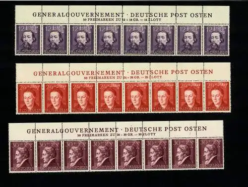 Generalgouvernement GG: MiNr. 96-100 postfrisch, ** Oberrandstreifen