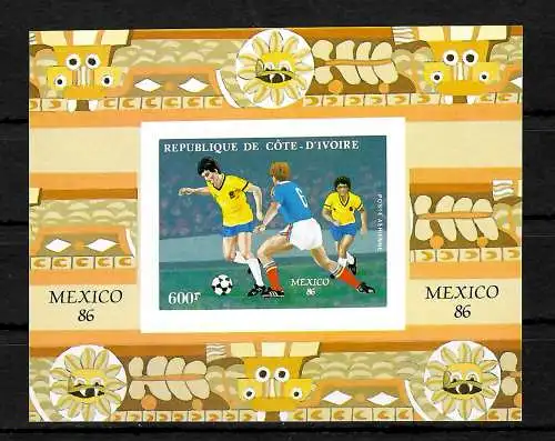 Elfenbeinküste: Fußball WM 1986, Mexico #918, Block #28B, postfrisch