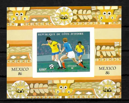 Elfenbeinküste: Fußball WM 1986, Mexico #918, Block #28B, postfrisch