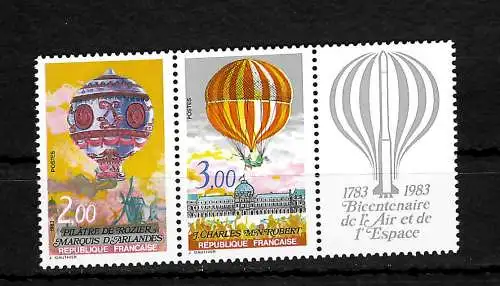 France: 200 ans 1. voyage aérien bamant, ballon aérien, #2387-2388