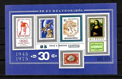 Ungarn Die erfolgreichsten ungarischen Briefmarken #3059, Block 114B, postfrisch