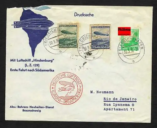 Affaire sous pression Aéronef Hindenburg, L.Z.129, Europe-Amérique du Sud, 1er voyage en Amérique du sud