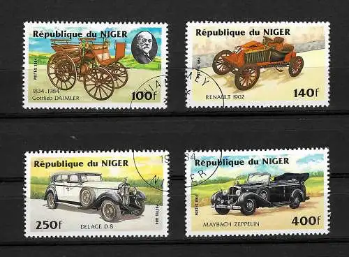 Niger: 4x historische Autos: Maybach, Delage, Renault, Daimler, #892-895