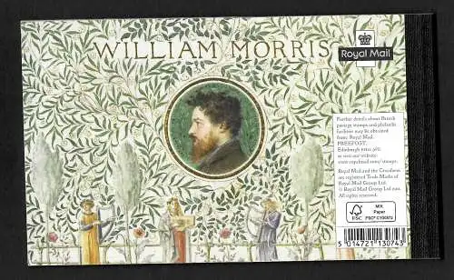 GB: William Morris Briefmarken-Heftchen, vollständig, postfrisch