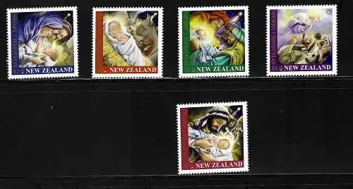 Neuseeland: Weihnachten 5x Briefmarken postfrisch, #2869-2873