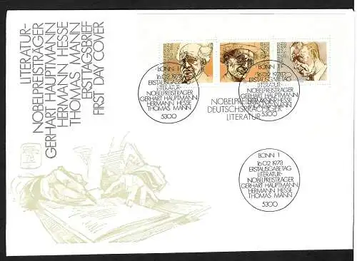 BRD: Literatur Nobelpreisträger MiNr. 959-81, Block 16,  FDC