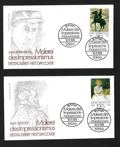 BRD: Malerei des Impressionismus 2x FDC, MiNr. ex 986-988