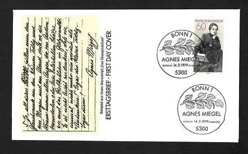 RFA: 100e anniversaire de Agnes Mangel, FDC, MiNr.2001