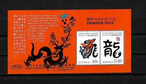 Australien: Chinesischer Mondkalender: Jahr des Drachen  Block #78,