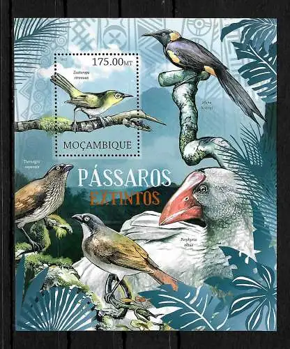 Mocambique: Ausgestorbene Vogelarten, Passaros Extintos, Block postfrisch