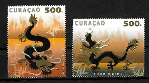 Curacao: Chinesisches Neujahr: Jahr des Drachen #81-82, postfrisch