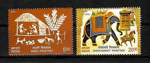 Indien: Warli und Shekhawati Malerei #2656-57, postfrisch