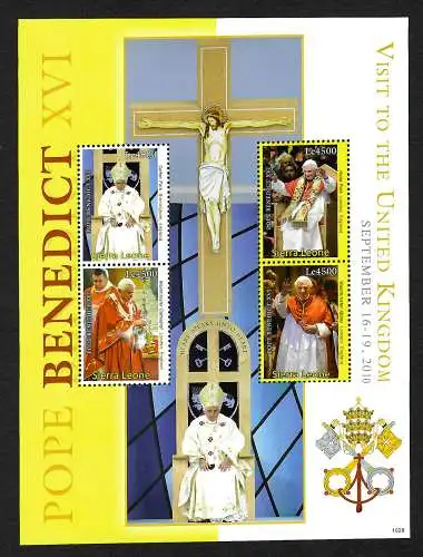 Sierra Leone: Papst Bendedict XVI, Visit of United Kingdom, Block, postfrisch