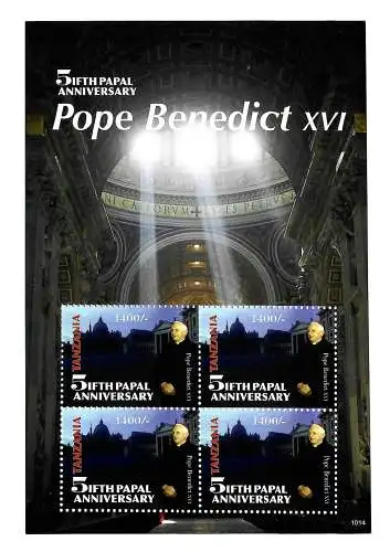 Tanzania: Le pape Bendedict XVI, 5ème anniversaire Pontificat, bloc, post-frais