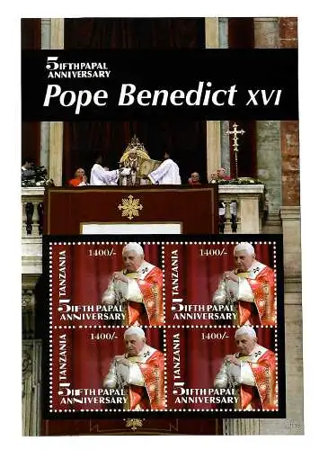 Tanzania: Le pape Bendedict XVI, 5ème anniversaire Pontificat, bloc, **