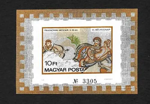 Ungarn: Tag der Briefmarke, Pannonische Mosaiken, Block #134B, #3314B postfrisch